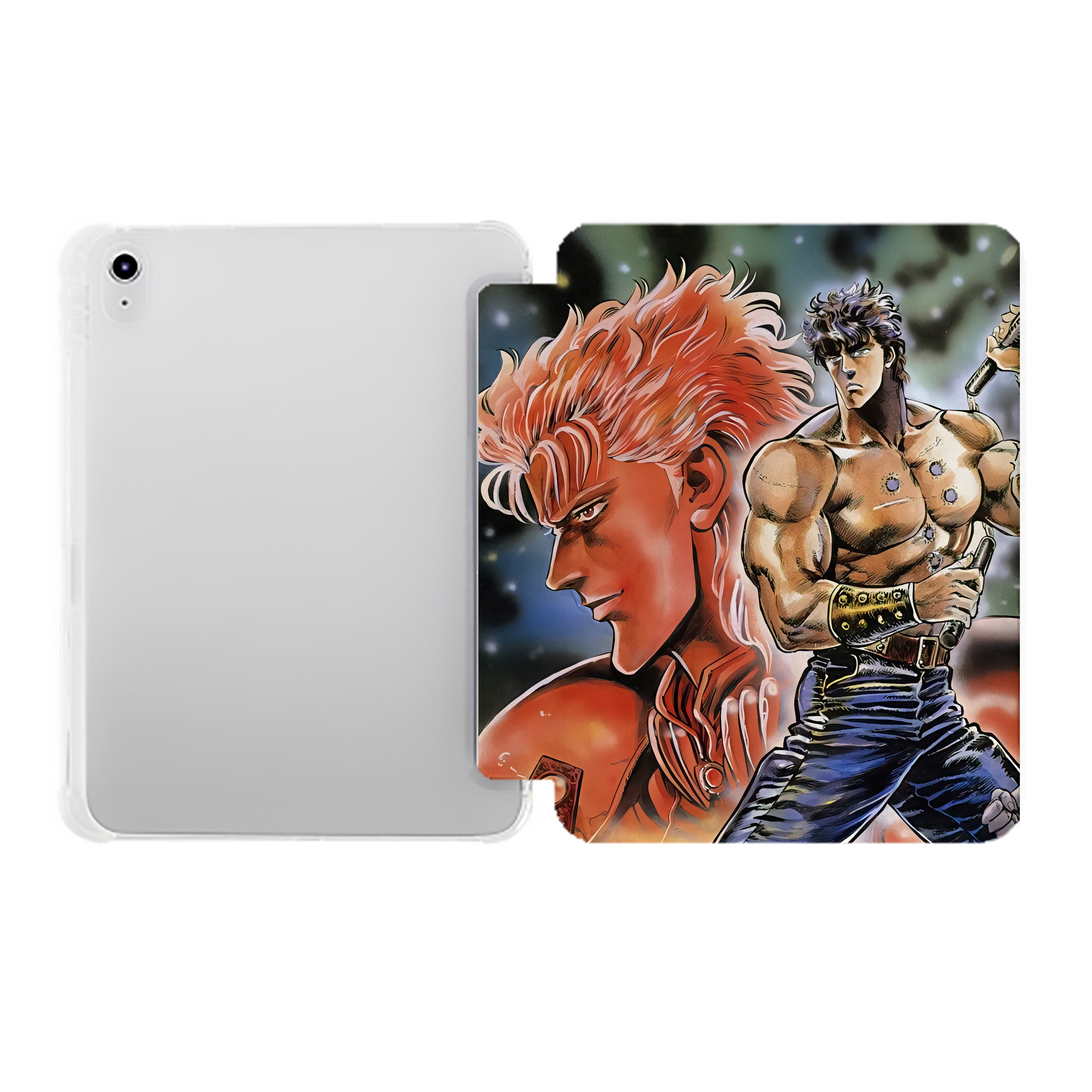 （画像用） 北斗の拳 Fist of the North Star IPad ケース ペン収納付き 三つ折りスタンド PUレザー×シリコン 対応機種9.5/10.5/10.9インチ